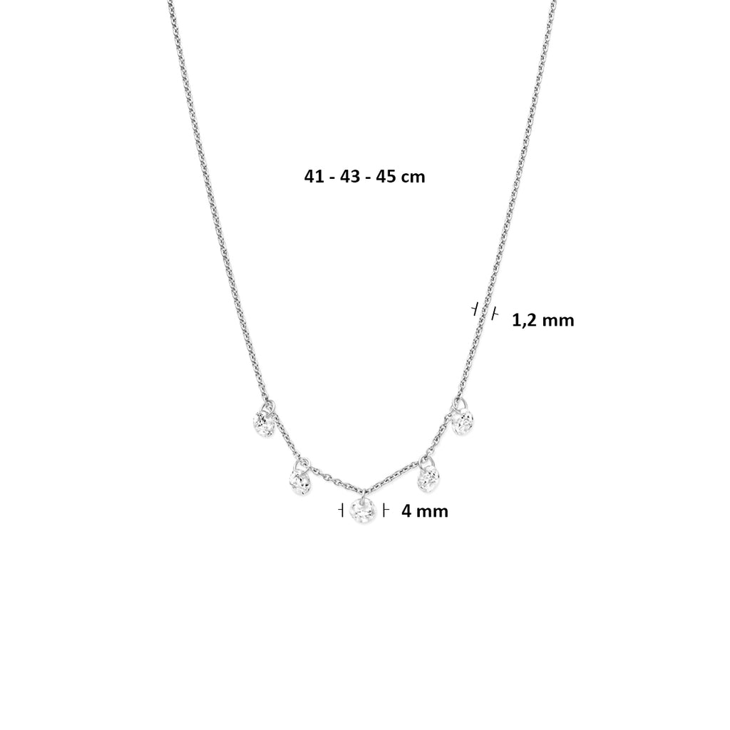 Ketting zilver met zirkonia – 41-43-45 cm