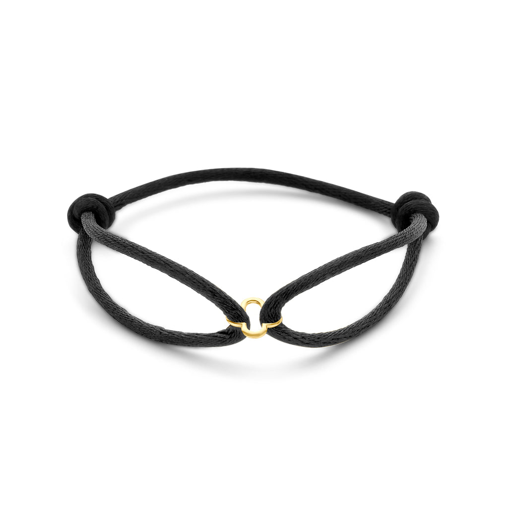 Armband satijn met bloem in goud – 13/26 cm
