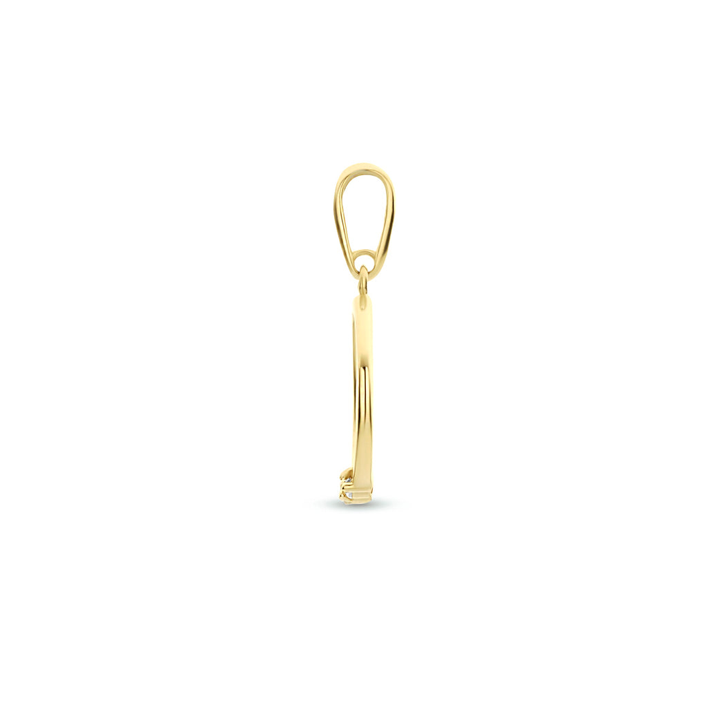 Hanger rond met zirkonia in goud – 17 mm