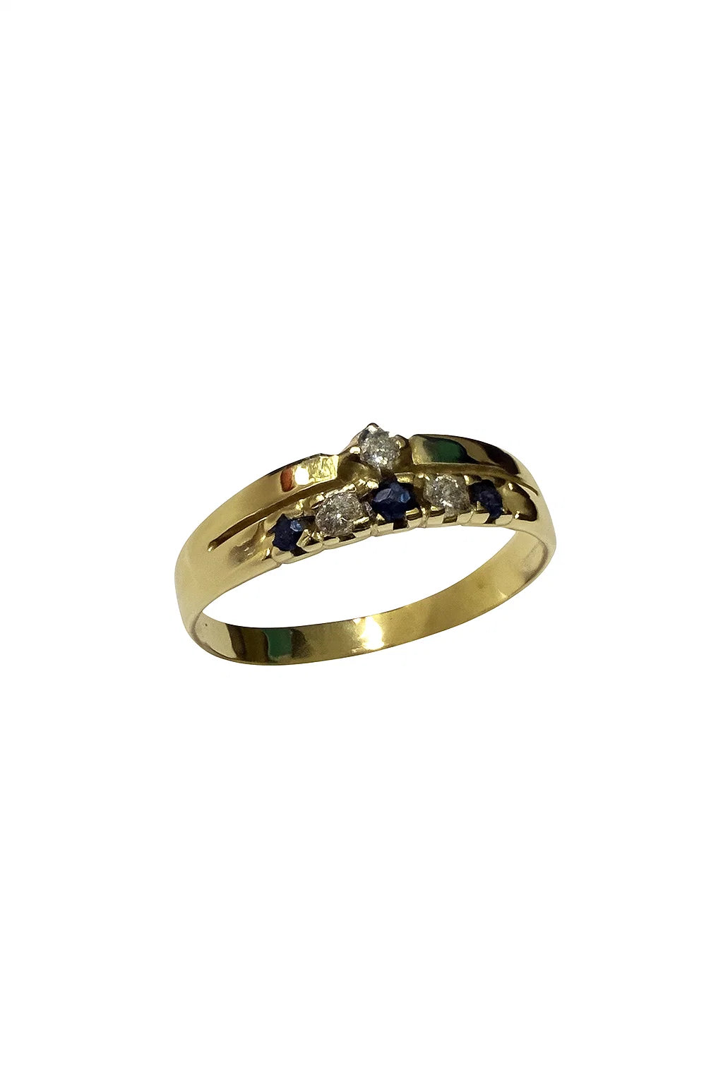 Gouden Ring Saffier en Zirkonia
