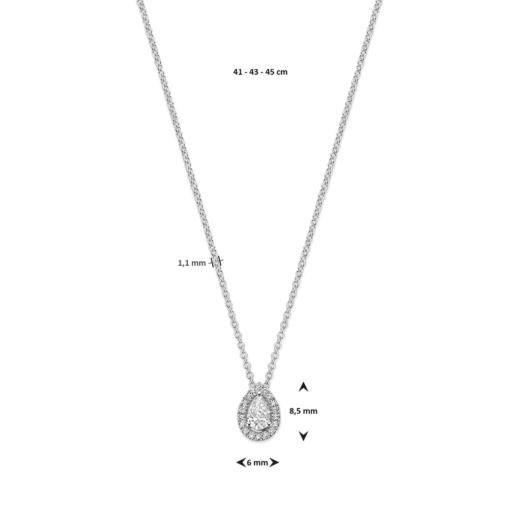 Ketting 0.25 ct diamant H SI in witgoud met druppel hanger