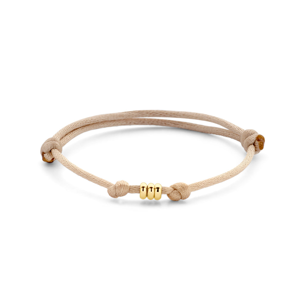Armband satijn met rondjes in goud – 13/26 cm