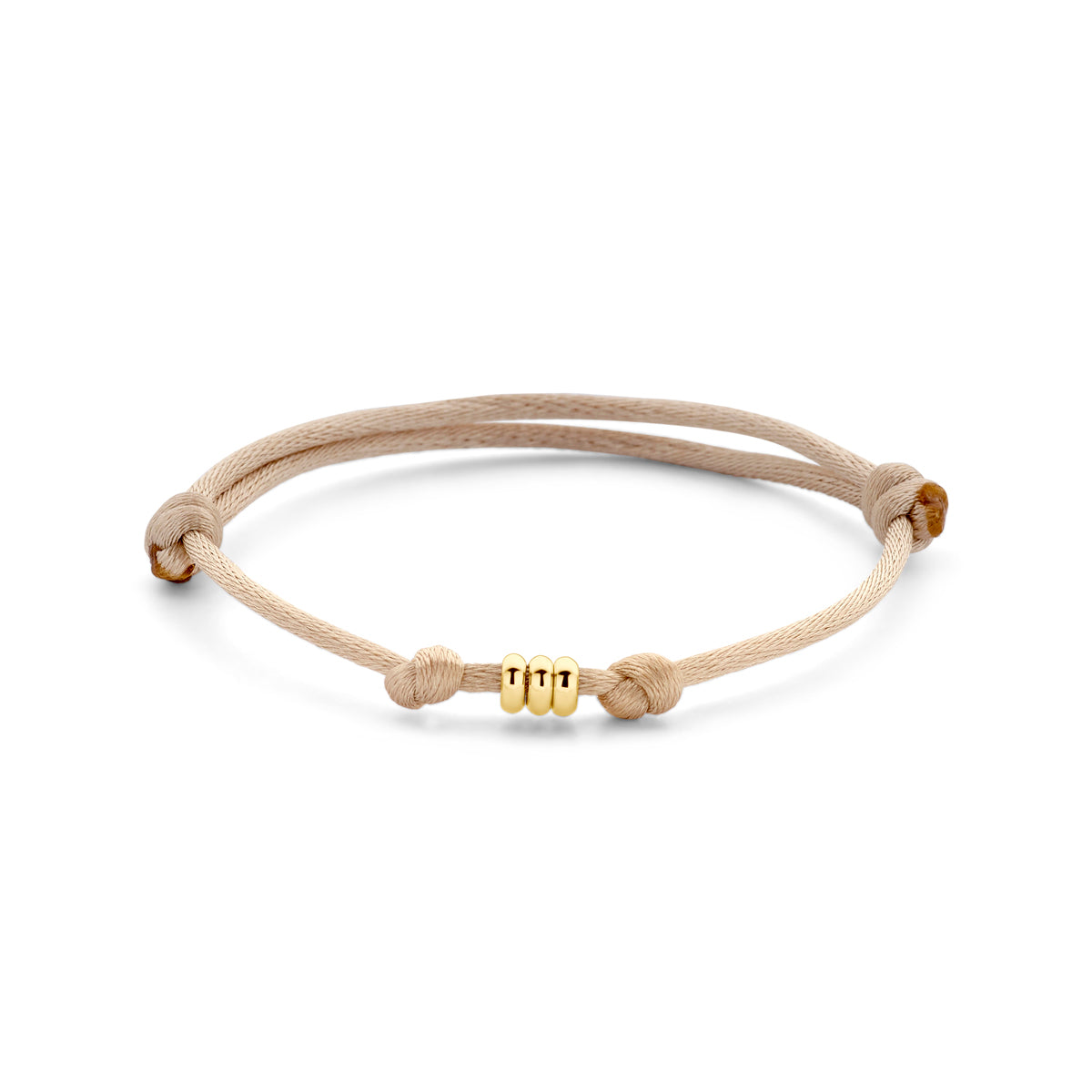 Armband satijn met rondjes in goud – 13/26 cm