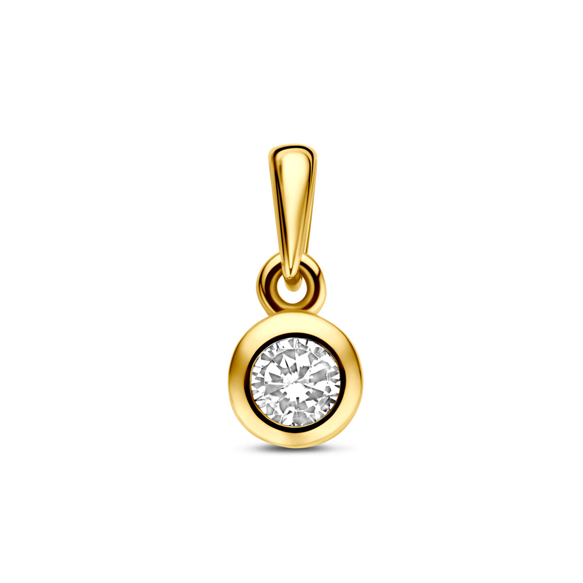Hanger rond met zirkonia in goud – 11 mm