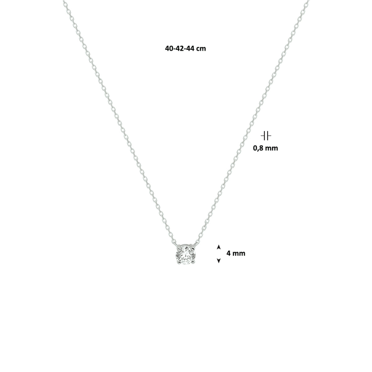 Ketting met zirkonia in witgoud