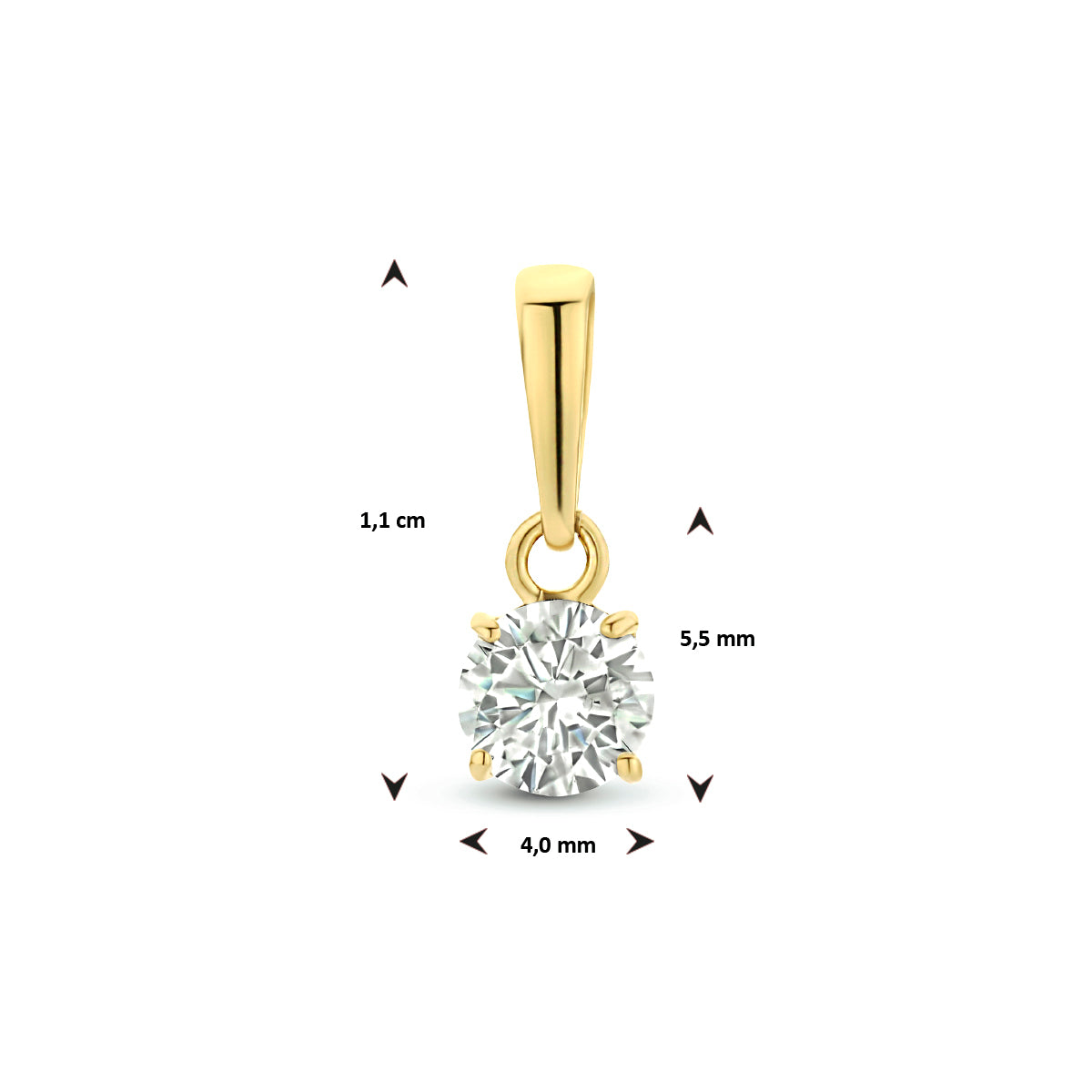 Hanger met solitair zirkonia in goud – 11 mm
