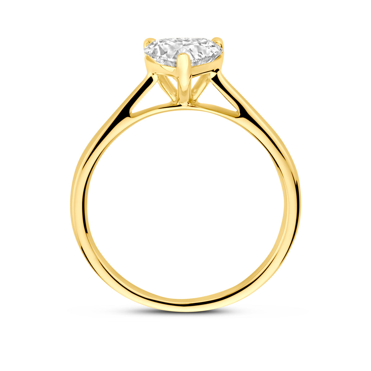 Ring 1.00 ct lab grown diamant H SI in goud