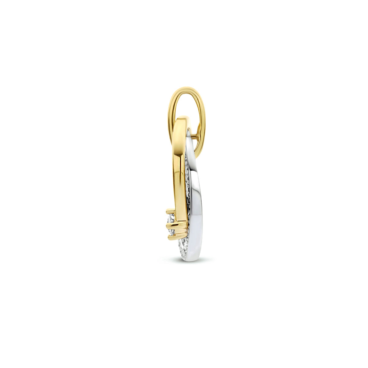 Hanger 0.14 ct diamant H SI in bicolor goud – 18 mm