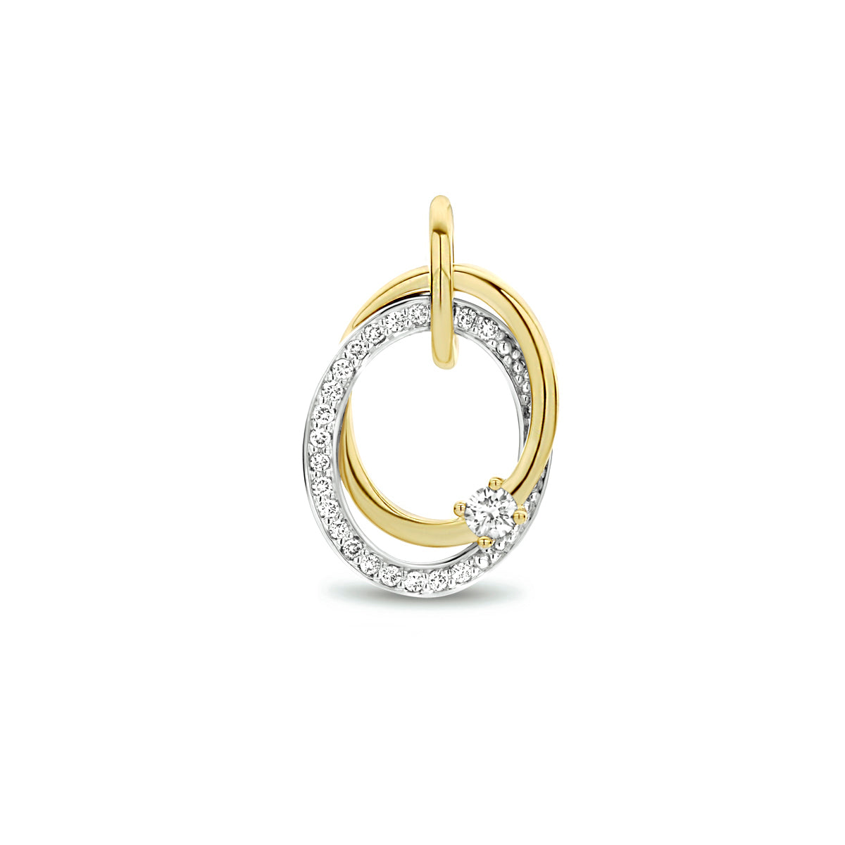 Hanger 0.14 ct diamant H SI in bicolor goud – 18 mm