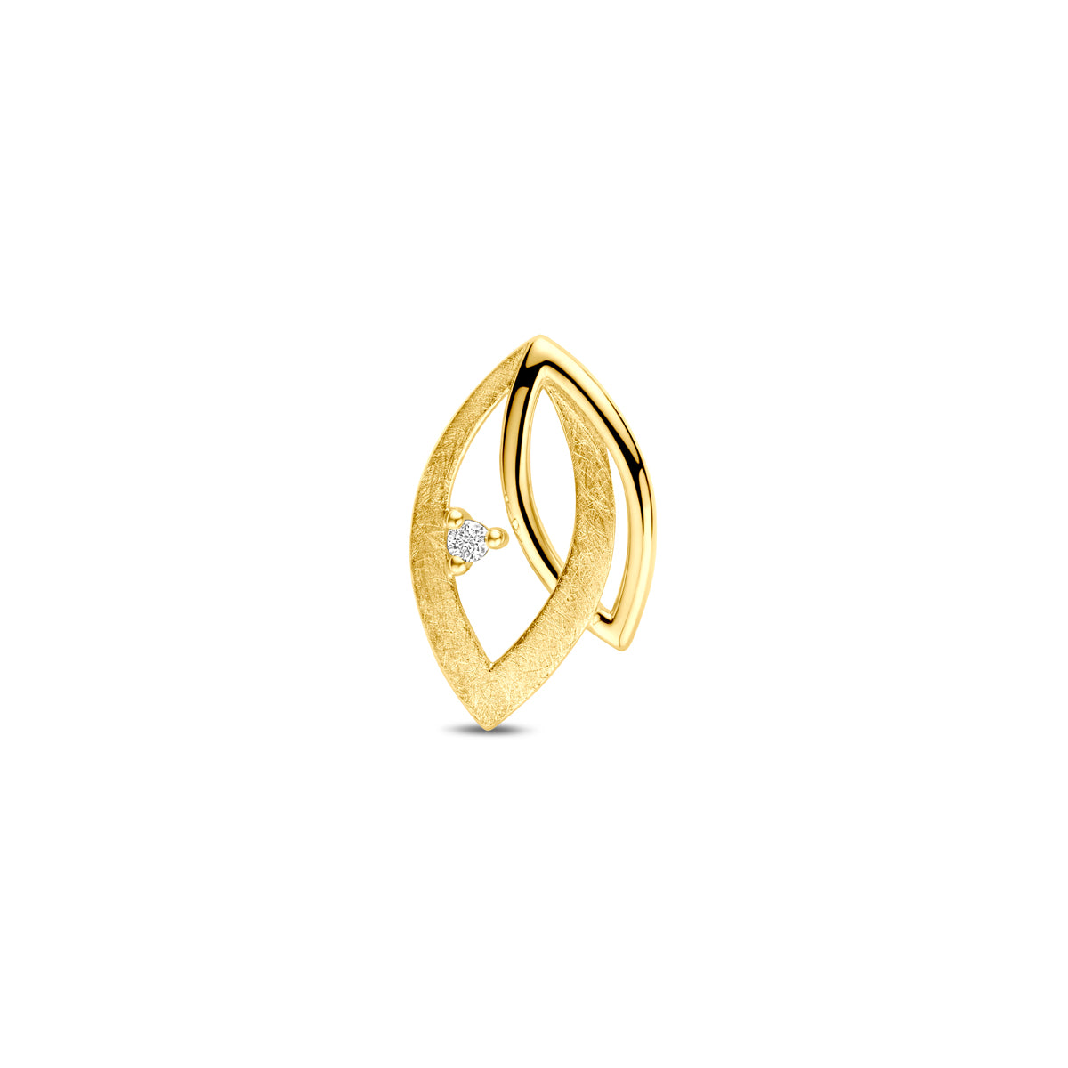 Hanger 0.02 ct diamant H SI poli/mat in goud – 15,5 mm