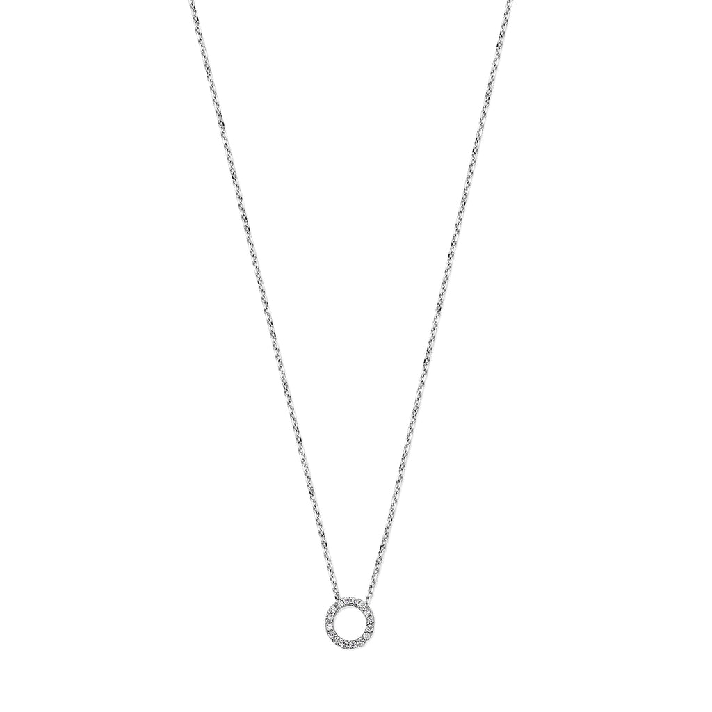 Ketting cirkel met 0.08 ct diamant H SI in witgoud