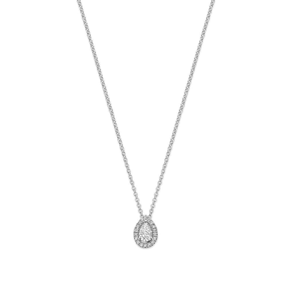 Ketting 0.25 ct diamant H SI in witgoud met druppel hanger
