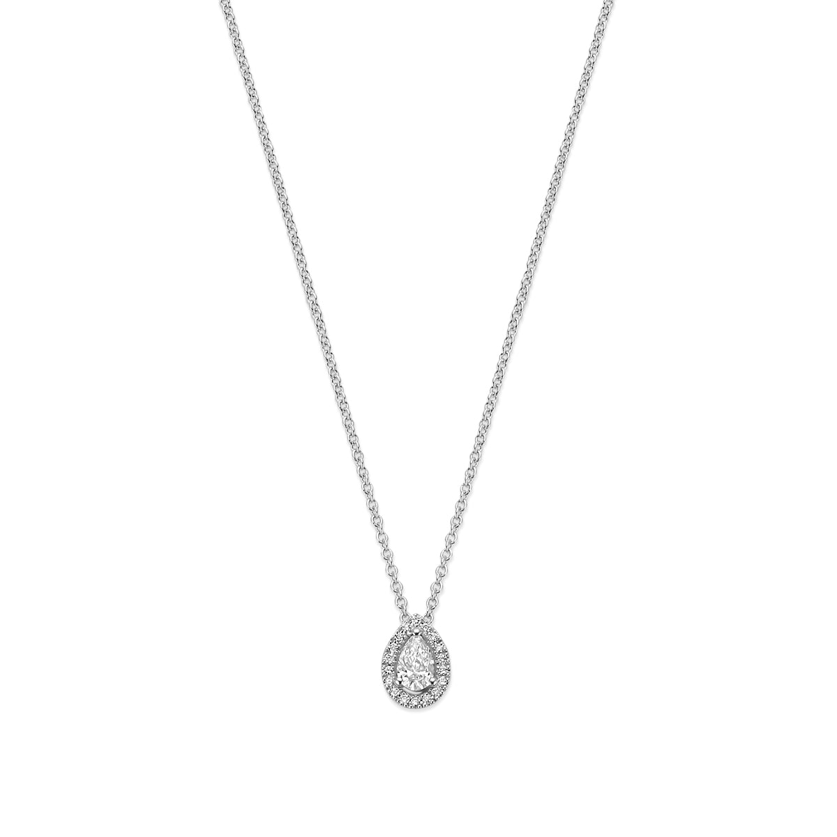 Ketting 0.25 ct diamant H SI in witgoud met druppel hanger