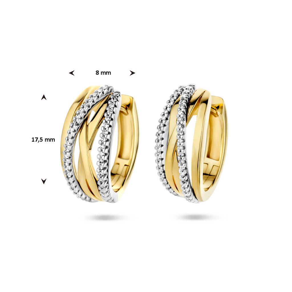 Klapoorringen met 0.25 ct diamant H SI in goud (2x 0.125 ct)