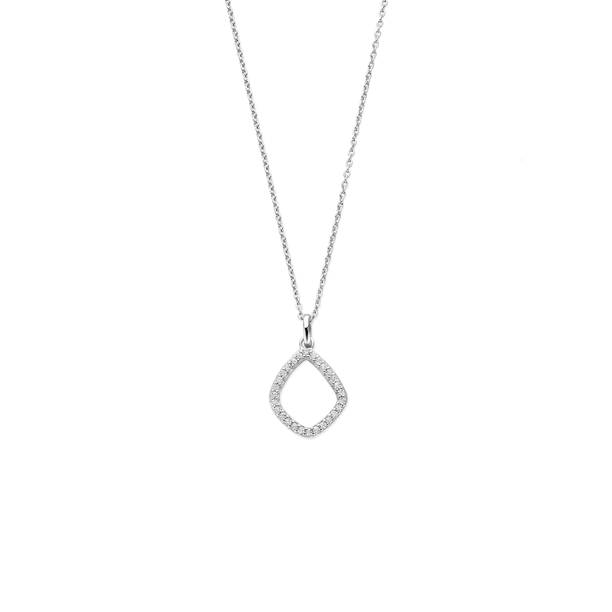 Ketting zilver met ruitvormige zirkonia – 41-43-45 cm