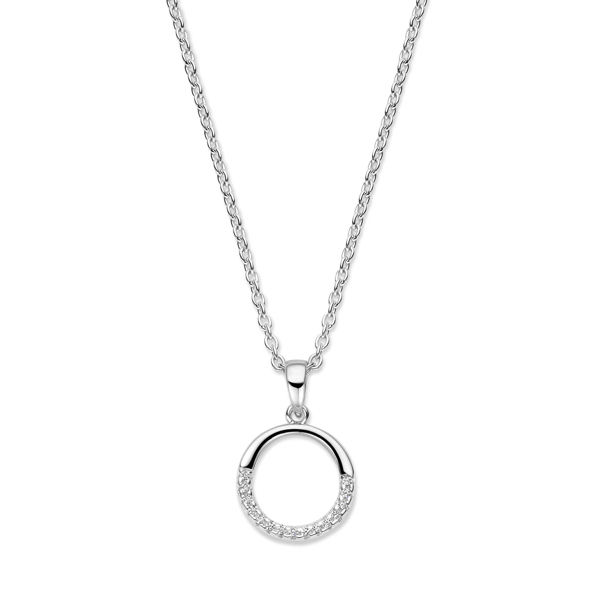 Ketting zilver met zirkonia – 41 + 4 cm