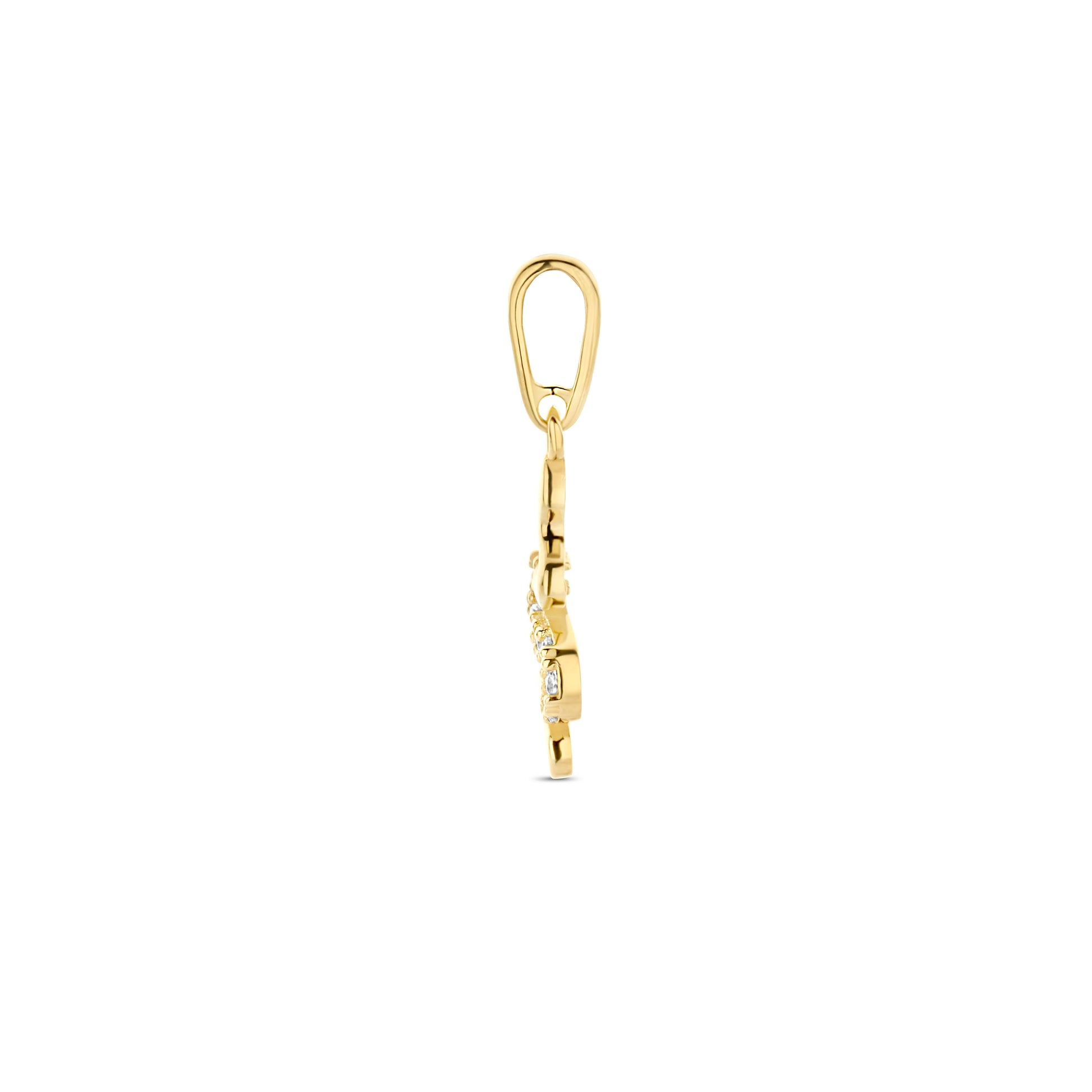 Hanger slang met zirkonia in goud – 17 mm