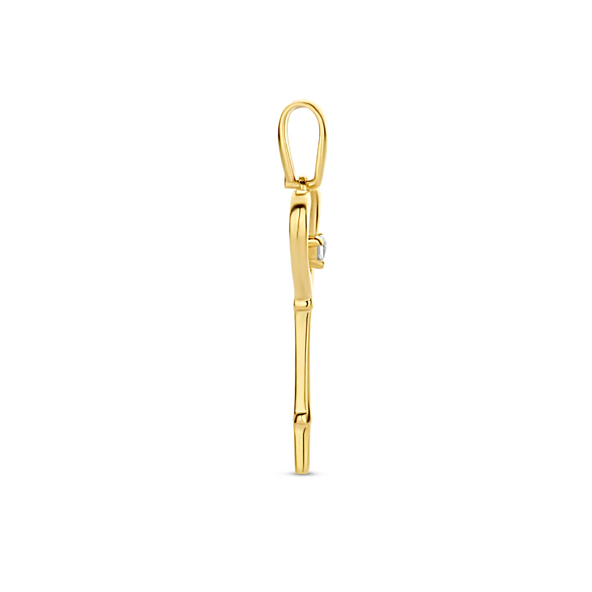 Hanger hart en sleutel met zirkonia in goud – 25 mm