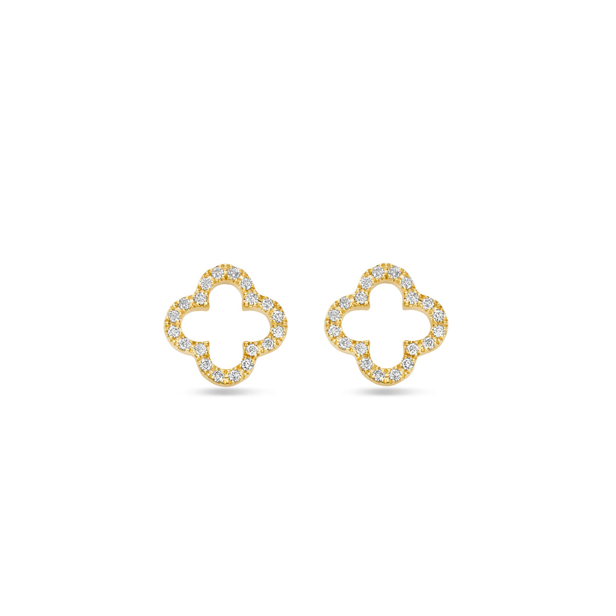 Oorknoppen bloem met 0.12 ct diamant H SI in goud – 9 mm (2x 0.06 ct)