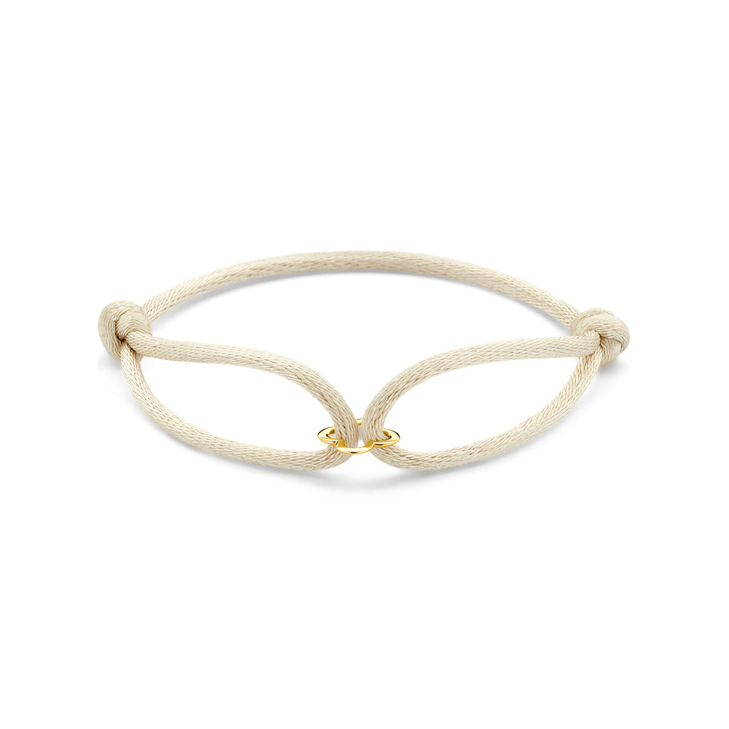 Armband satijn met bloem in goud – 13/26 cm
