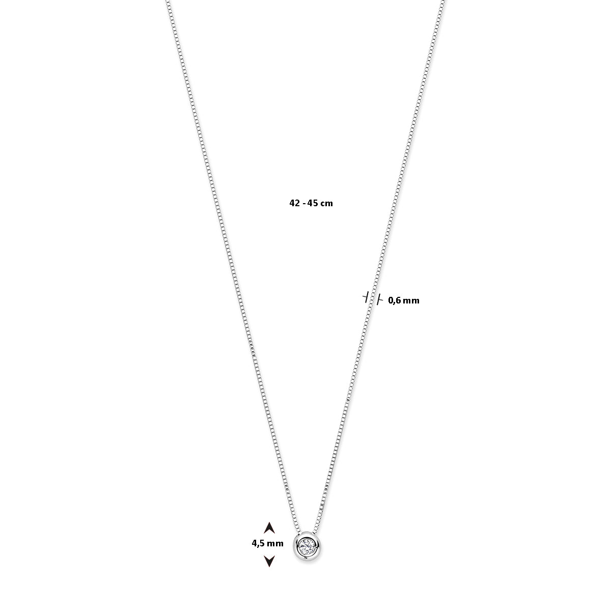 Ketting 0.05 ct diamant H SI in witgoud