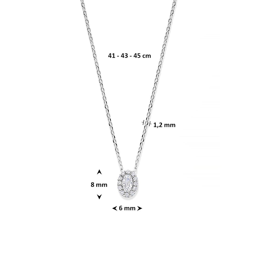 Ketting zilver met zirkonia – 41-43-45 cm