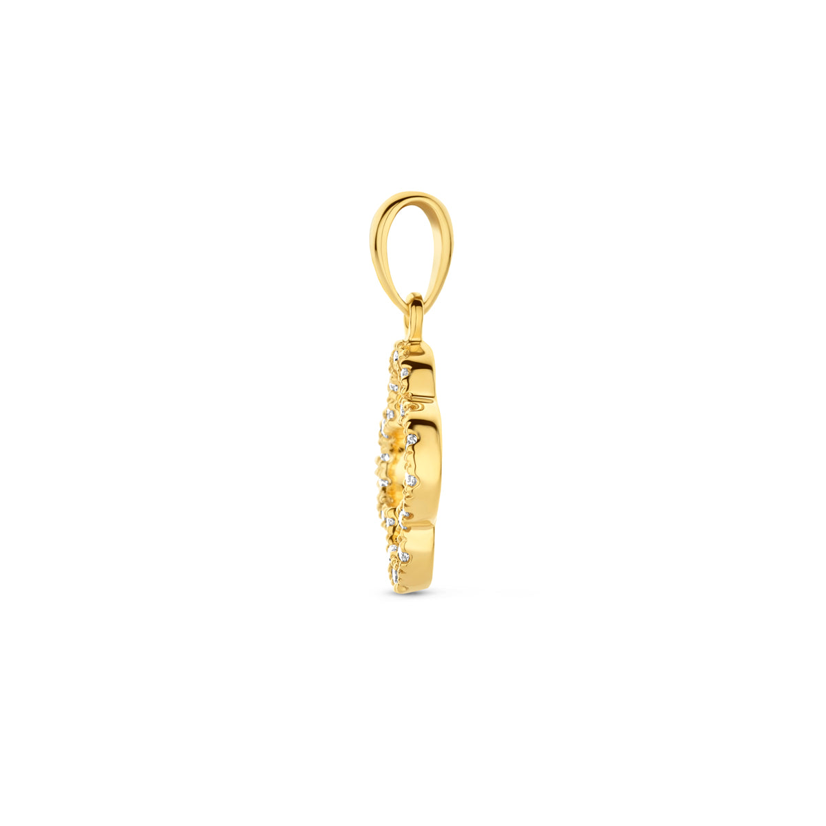Hanger bloem met 0.07 ct diamant H SI in goud – 17 mm