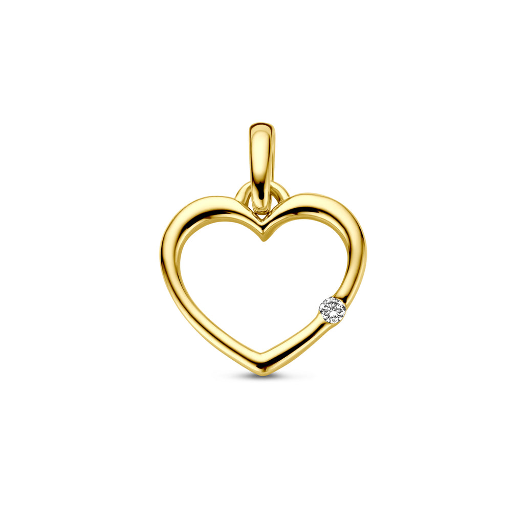 Hanger hart met 0.01 ct diamant H P1 in goud – 10,5 mm