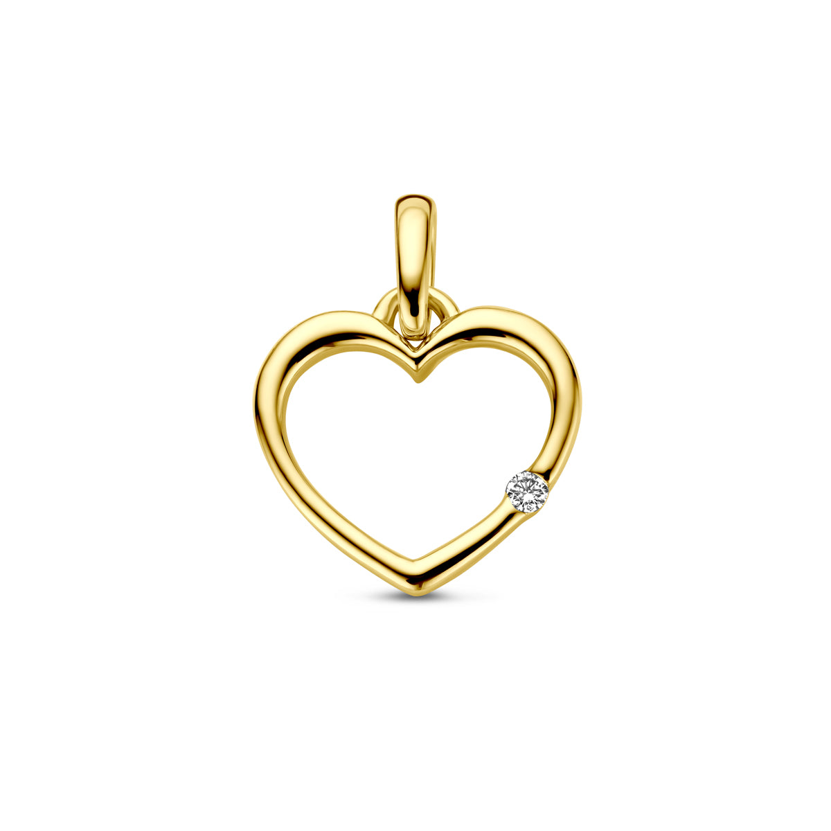 Hanger hart met 0.01 ct diamant H P1 in goud – 10,5 mm
