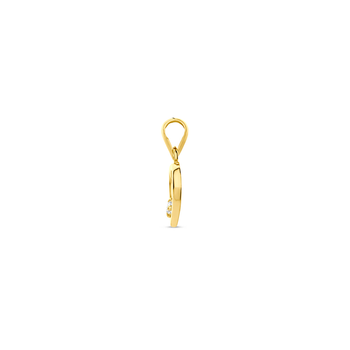 Hanger hartje met zirkonia in goud – 13 mm
