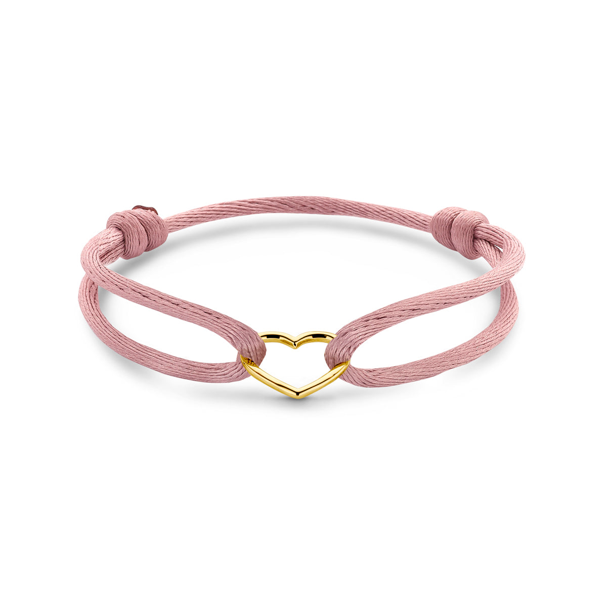 Armband satijn met hart in goud – 13/26 cm