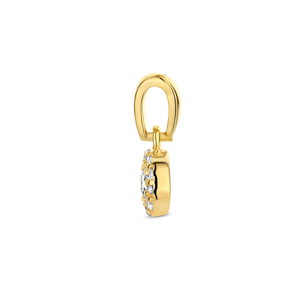 Hanger met zirkonia halo in goud – 12 mm