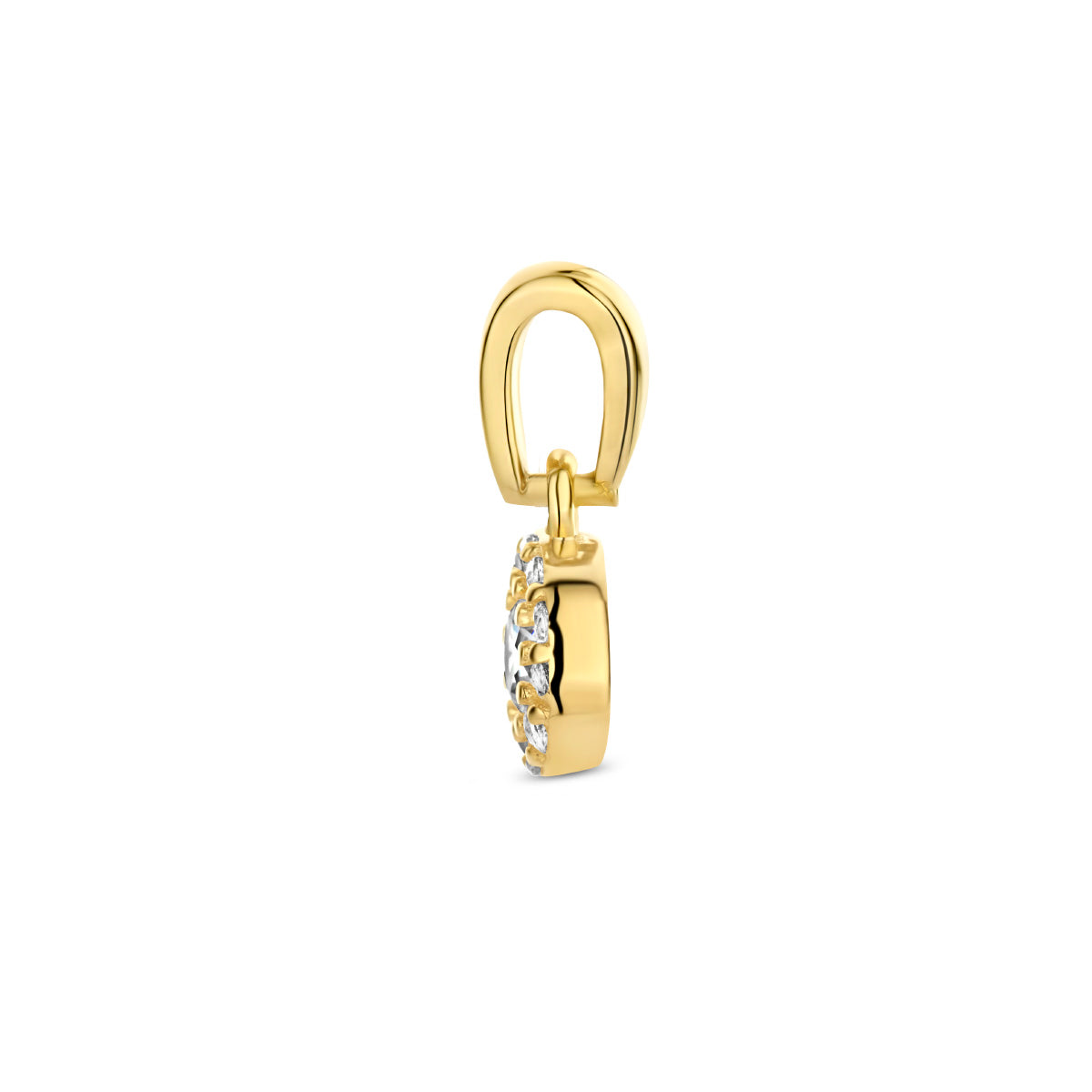 Hanger met zirkonia halo in goud – 12 mm