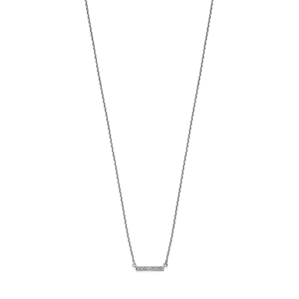 Ketting balkje met 0.04 ct diamant H SI in witgoud