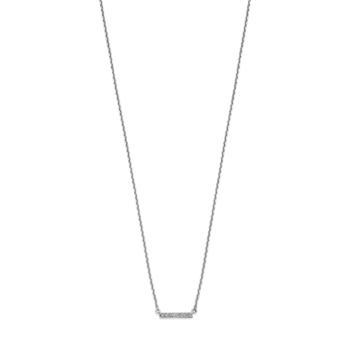 Ketting balkje met 0.04 ct diamant H SI in witgoud