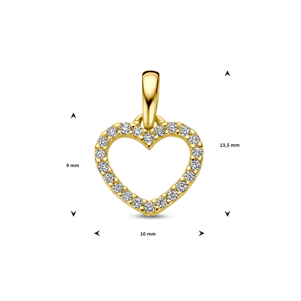Hanger hart met diamant H SI in goud – 13,5 mm