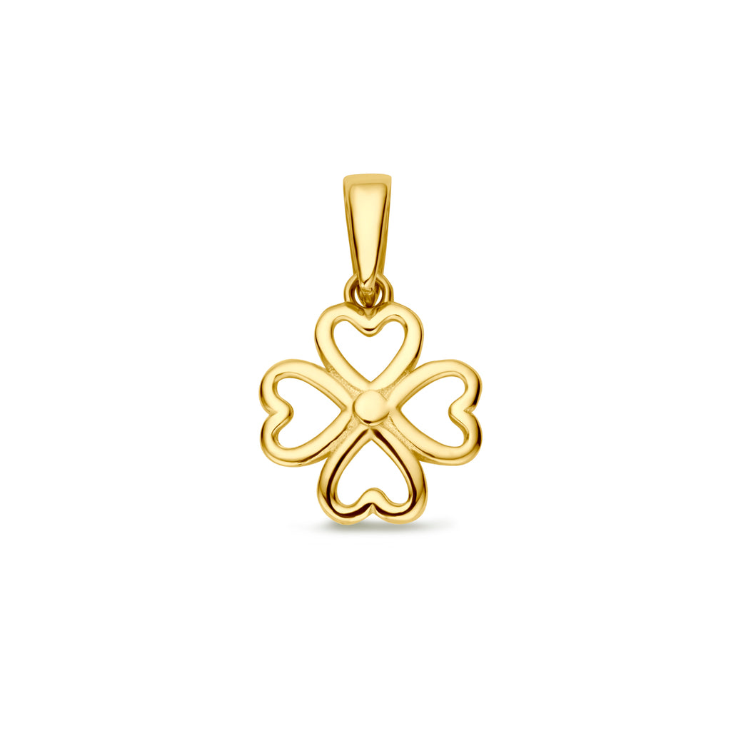 Hanger klavertje in goud – 16 mm