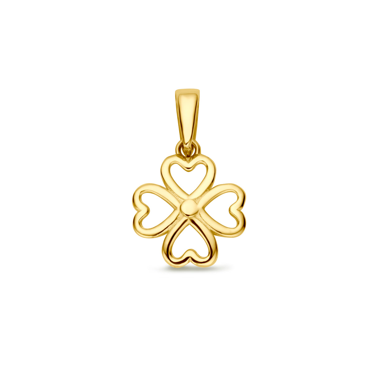 Hanger klavertje in goud – 16 mm